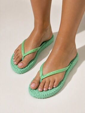 Ilse Jacobsen Mint Green Glitter Strap Flip Flops EU 39 / US 9 NWT